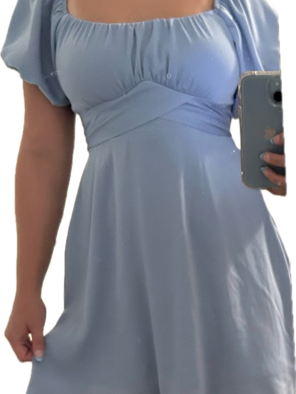 Altar'd State Powder Blue Square Neck Fit-and-Flare Dress